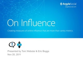 Presented by Tom Webster & Eric Boggs
Nov 20, 2011

                        #oninfluence
 