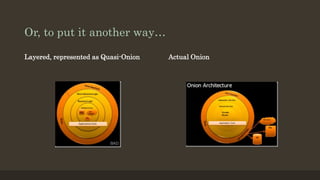 Or, to put it another way…
Layered, represented as Quasi-Onion Actual Onion
 