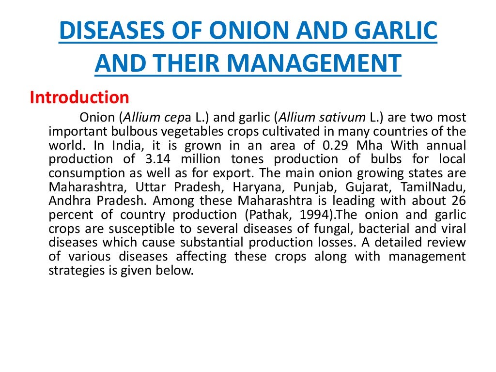 Diseases of Onion and garlic and their management