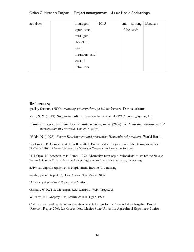 Sample project proposal vegetable production
