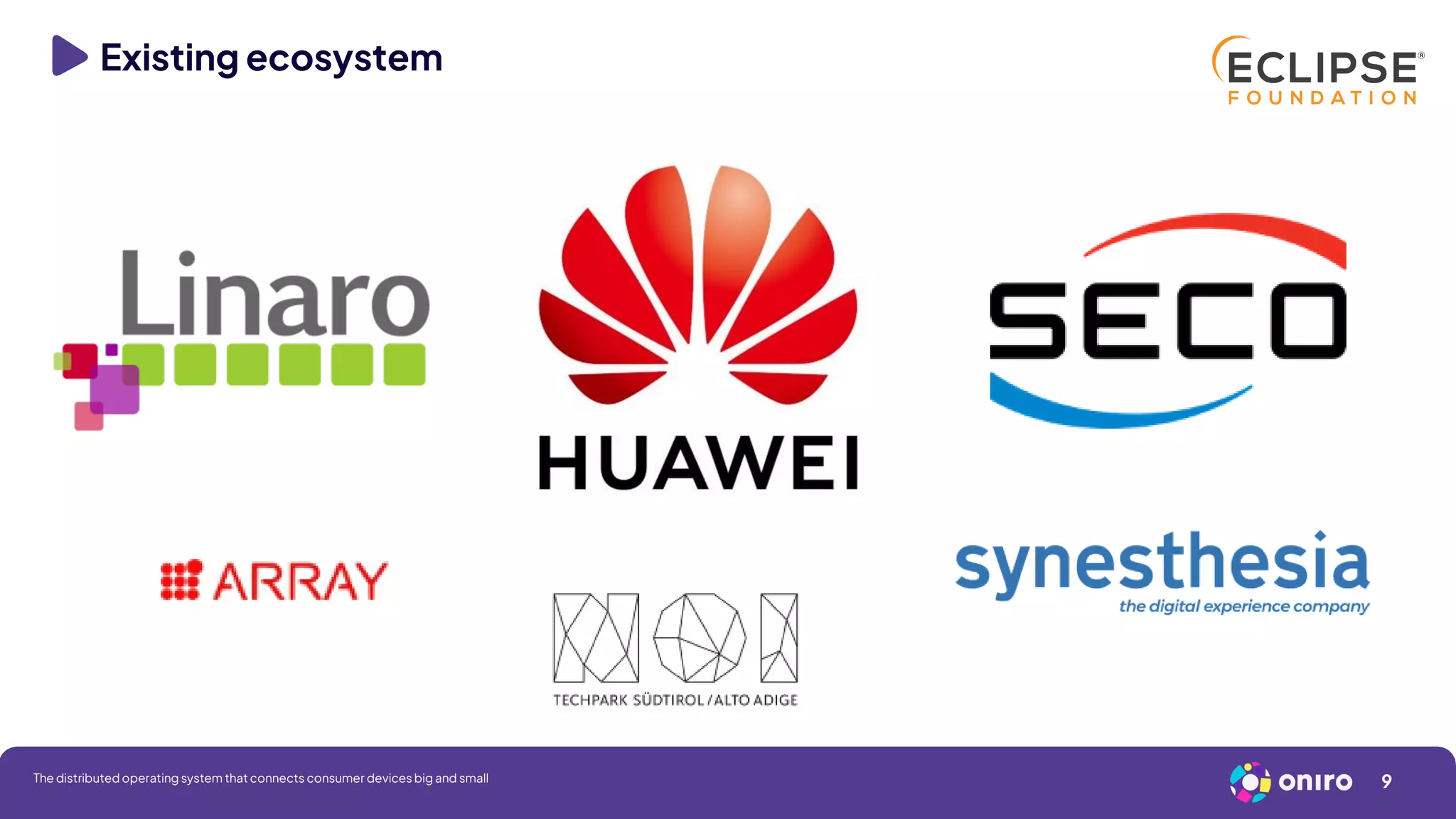 Existing ecosystem
9
The distributed operating system that connects consumer devices big and small
 