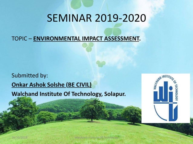 ENVIRONMENTAL IMPACT ASSESSMENT (EIA) . | PPTX | Environmental Services ...