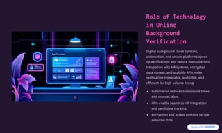 Online Background Verification: Process, Benefits, and Best Practices | PDF