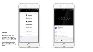 Number26
App Store: 42.100

Google Play: 55.500

2015 Gesamt: 97.600

Multibankenfähig: Nein

Entwickler: Number26

Preis: - 

 