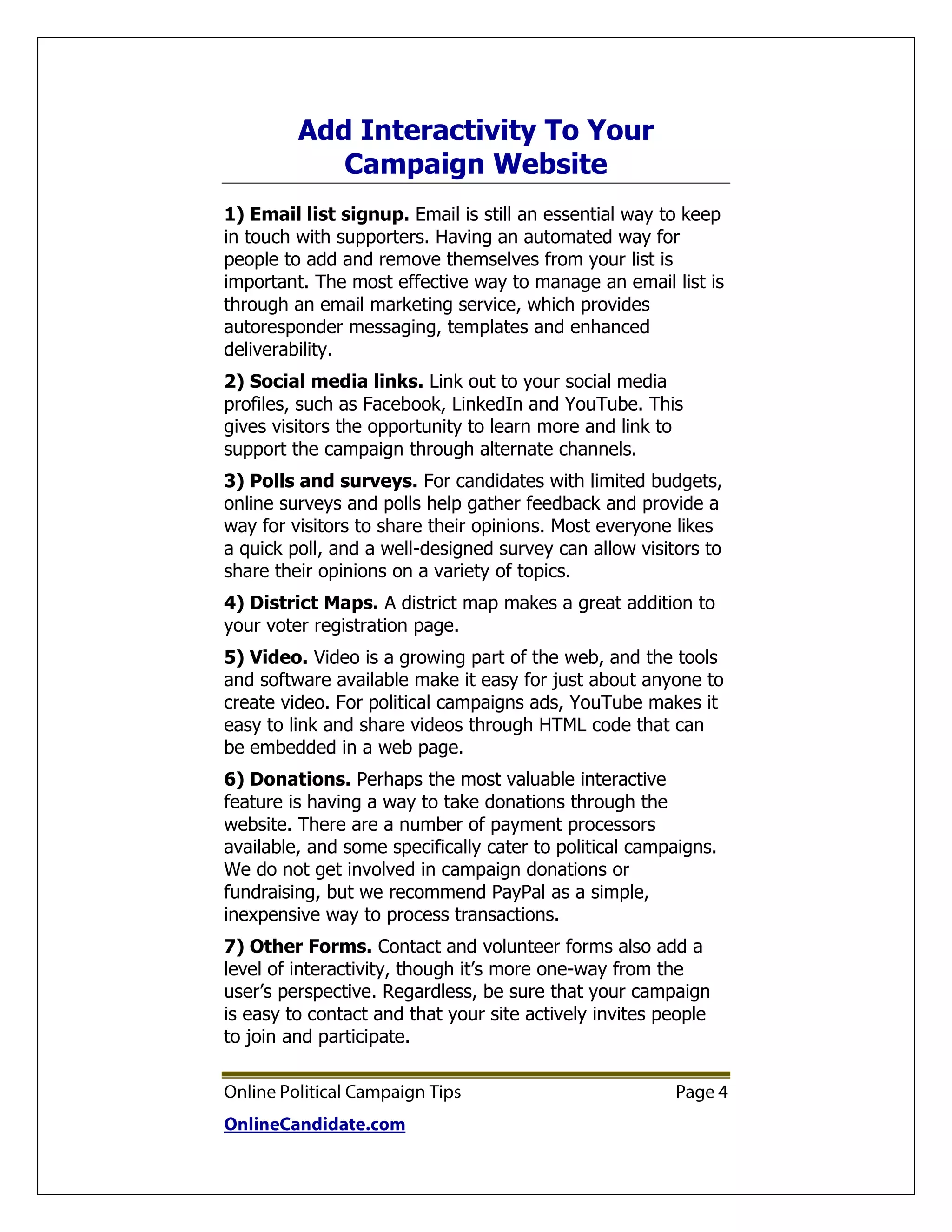 Online Political Campaign Tips | PDF
