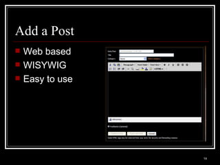 Add a Post Web based WISYWIG Easy to use 
