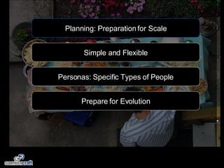 Planning: Preparation for Scale Simple and Flexible Personas: Specific Types of People Prepare for Evolution 