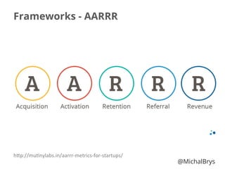 Frameworks - AARRR
h"p://mu3nylabs.in/aarrr-­‐metrics-­‐for-­‐startups/	
  
@MichalBrys
 