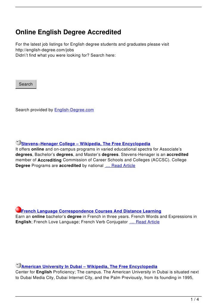 Online English Degree Accredited