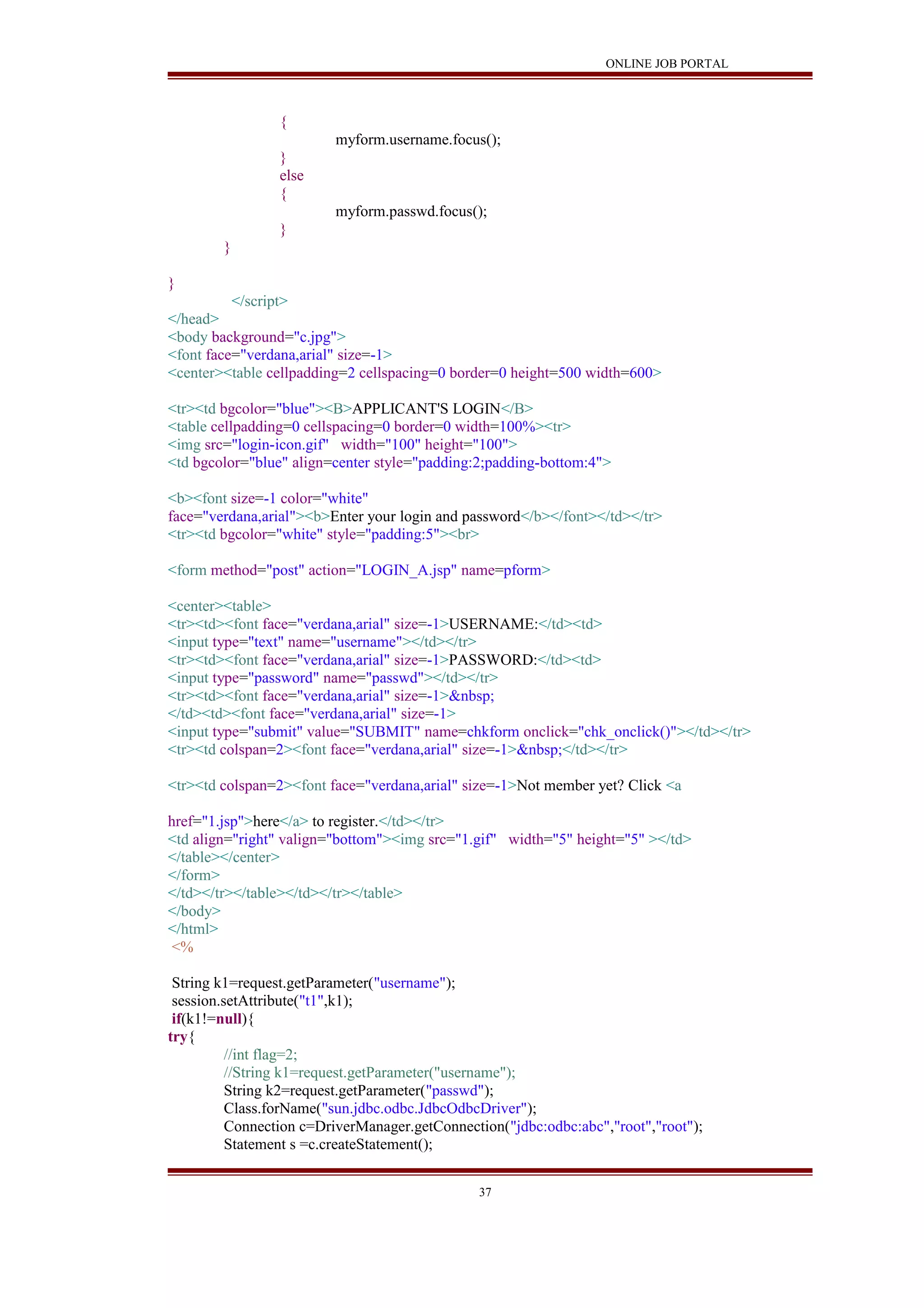Online job portal java project report | DOC