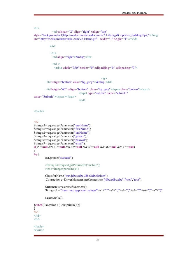 Online job portal java project report