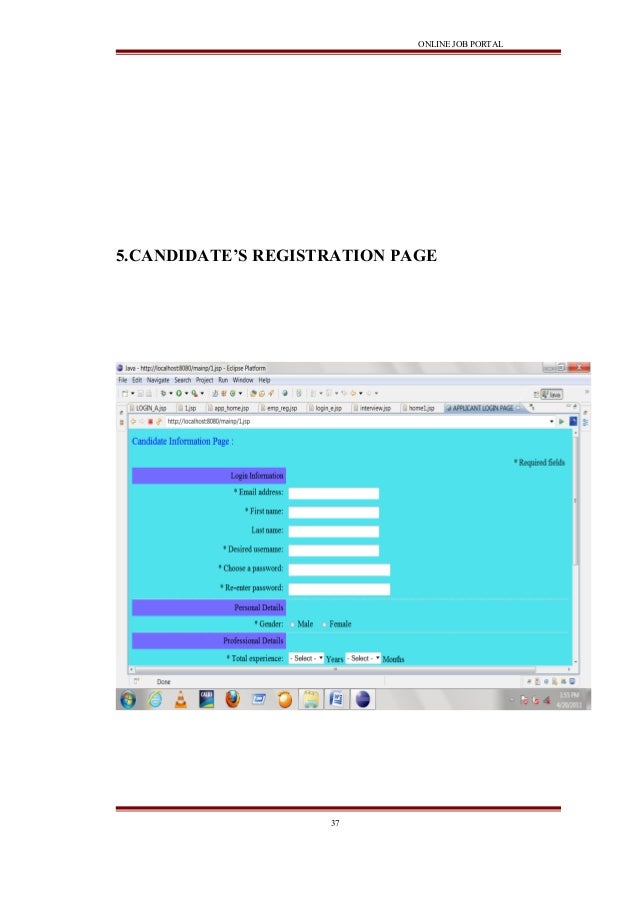 Online job portal java project report