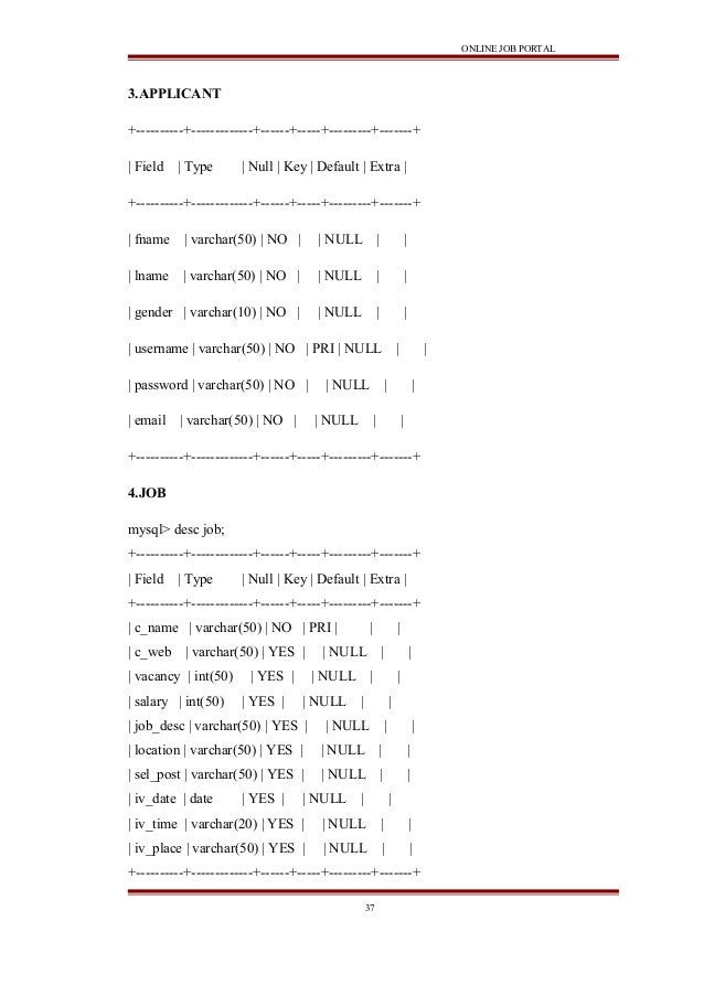 Online job portal java project report