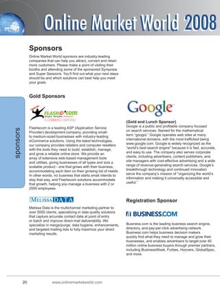 Online Markets World Program Guide