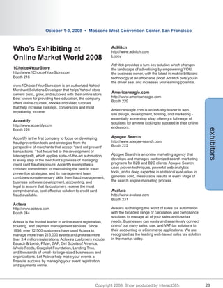 Online Markets World Program Guide