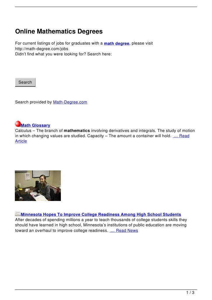 Online Mathematics Degrees