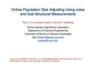 Online Population Size Adjusting Using Noise and Substructural Measurements