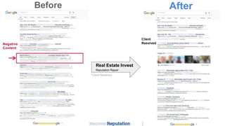 Before After
Real Estate Invest
Reputation Repair
*Client Resolved
 