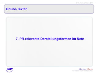Online-Texten 7. PR-relevante Darstellungsformen im Netz 