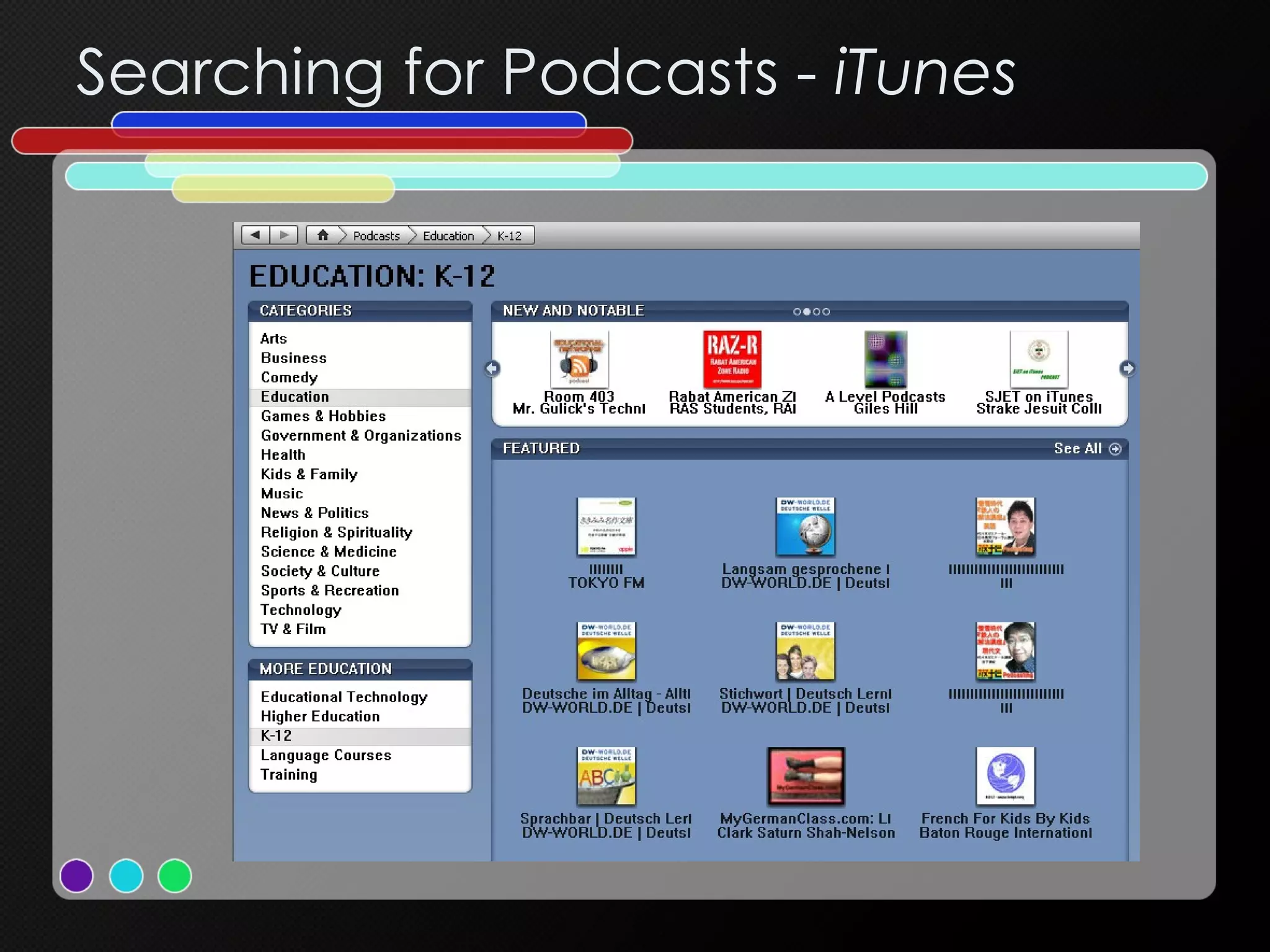 Searching for Podcasts -  iTunes 
