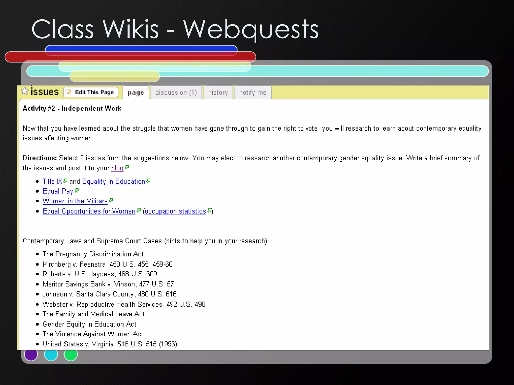 Class Wikis - Webquests 