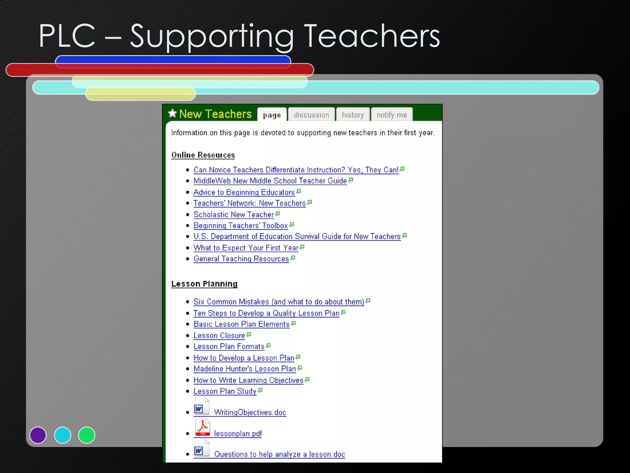 PLC – Supporting Teachers 