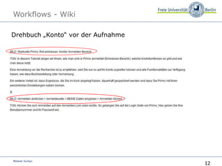 12
Melanie Surkau
Workflows - Wiki
Drehbuch „Konto“ vor der Aufnahme
 