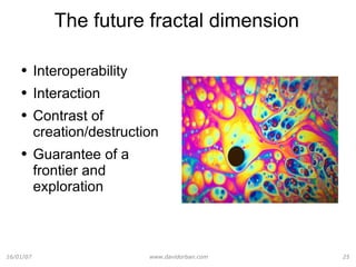 The future fractal dimension Interoperability Interaction Contrast of creation/destruction Guarantee of a frontier and exploration 