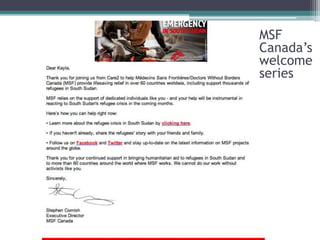 MSF
Canada’s
welcome
series
 