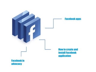 Facebook apps




              How to create and
              install Facebook
              application
Facebook in
advocacy
 