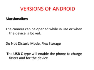 Android os versions and architecture | PPTX