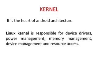 Android os versions and architecture | PPTX