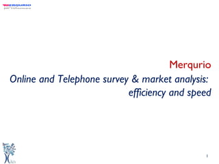 Merqurio Online and Telephone survey & market analysis:  efficiency and speed 