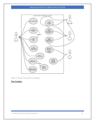SAMIHA TABASSUM HAQUE (TP034305) 46
ONLINE PATIENT SCHEDULING SYSTEM
Figure 25: Previous Version of Use Case Diagram.
New ...