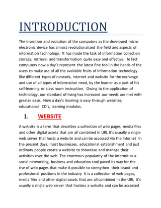 Need and importance of website, educational CD's& learning Module | DOCX