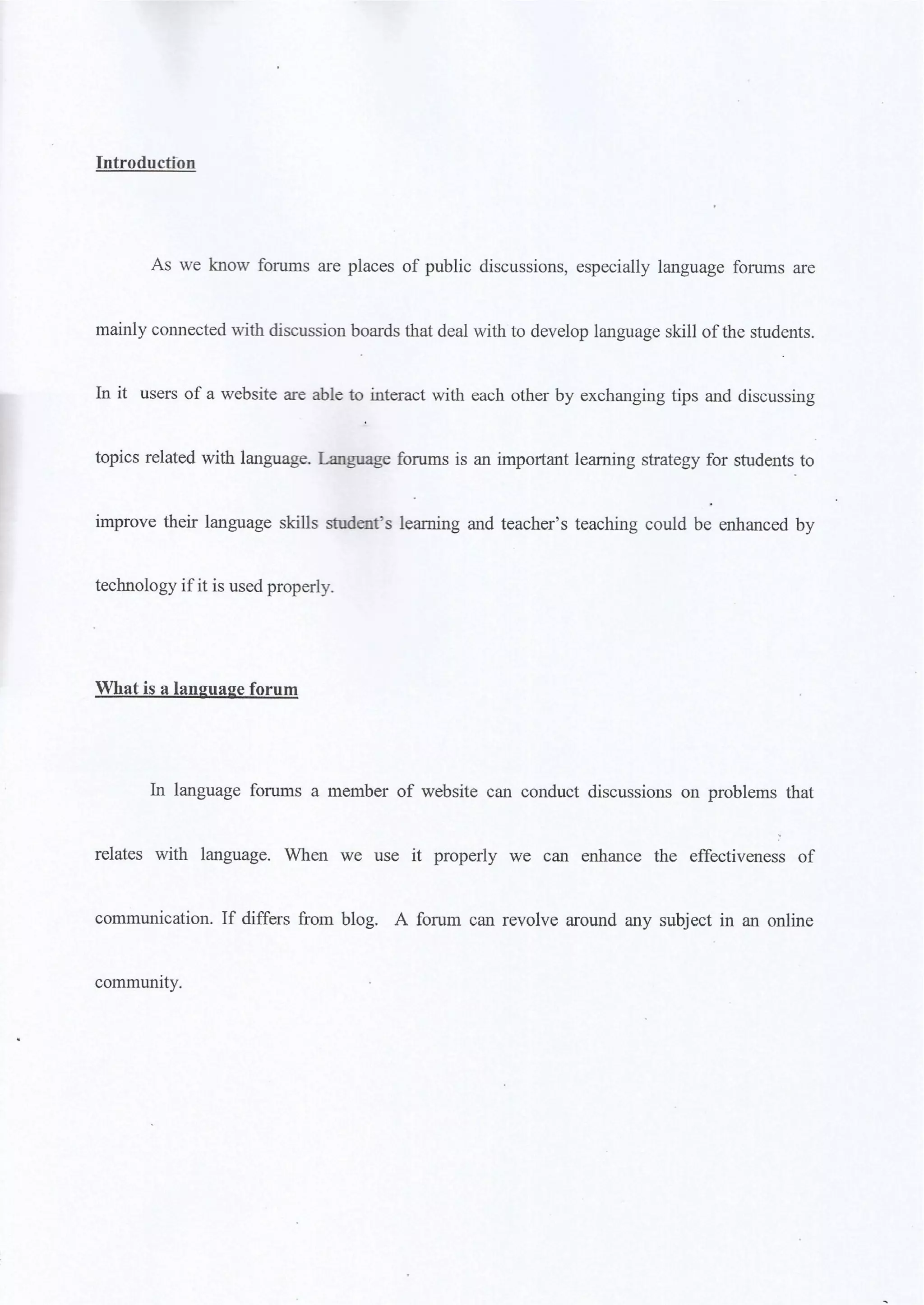 Online Assignment Language Forums