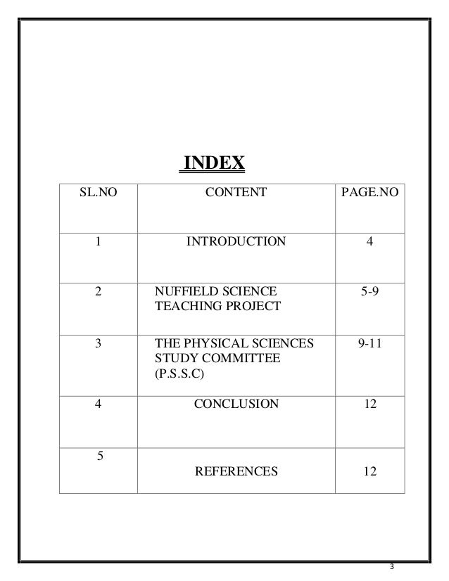 example of assignment index page