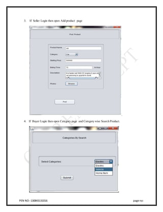 PEN NO:-130843131016 page no:
3. If Seller Login then open Add product page
.
4. If Buyer Login then open Category page and Category wise Search Product.
 