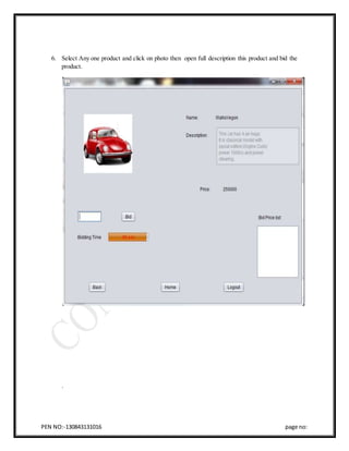 PEN NO:-130843131016 page no:
6. Select Any one product and click on photo then open full description this product and bid the
product.
.
 