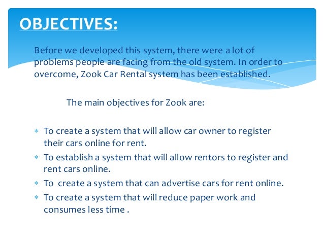 Zook Car Rental System Project