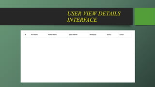 USER VIEW DETAILS
INTERFACE
 