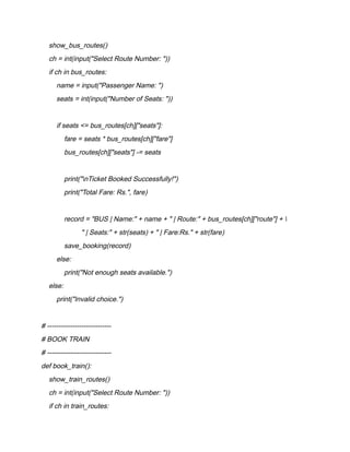 Online Bus And Train Ticket Booking System – Class 12 Project File | PDF