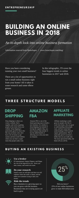 How-to build an online business in 2017 and 2018 infographic
