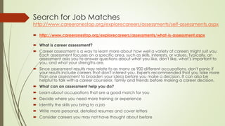 Online Career Assessment Resources | PPT