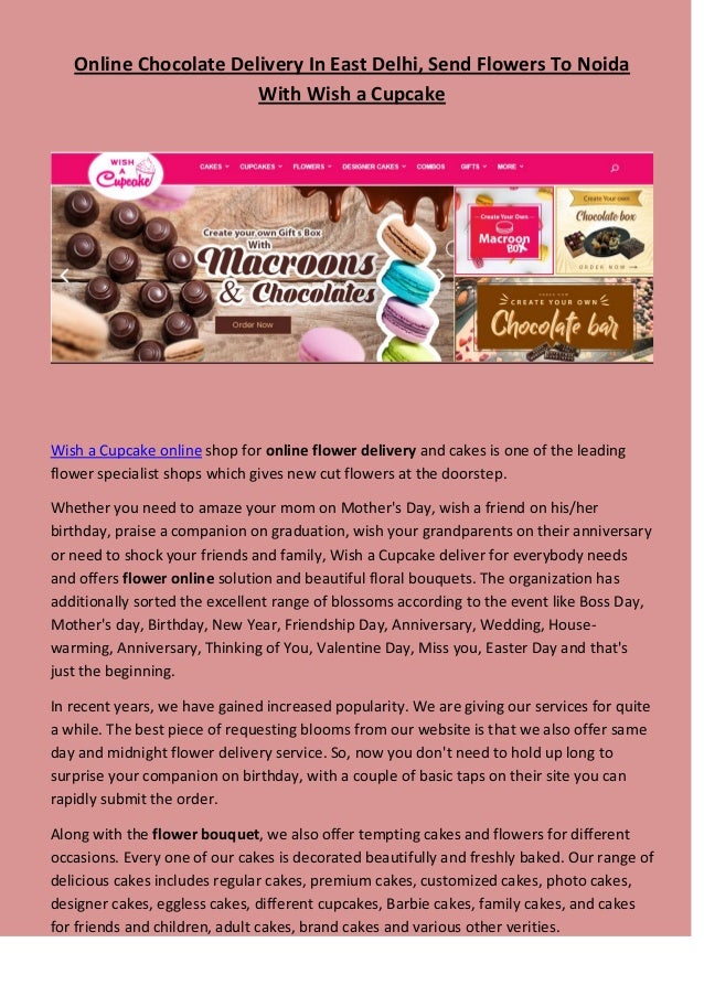 Online Chocolate Delivery In East Delhi, Send Flowers To Noida With