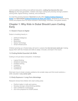 Online Coding Classes in Dubai & Coding Classes for Kids with Clevered ...