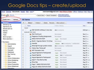 Google Docs tips – create/upload