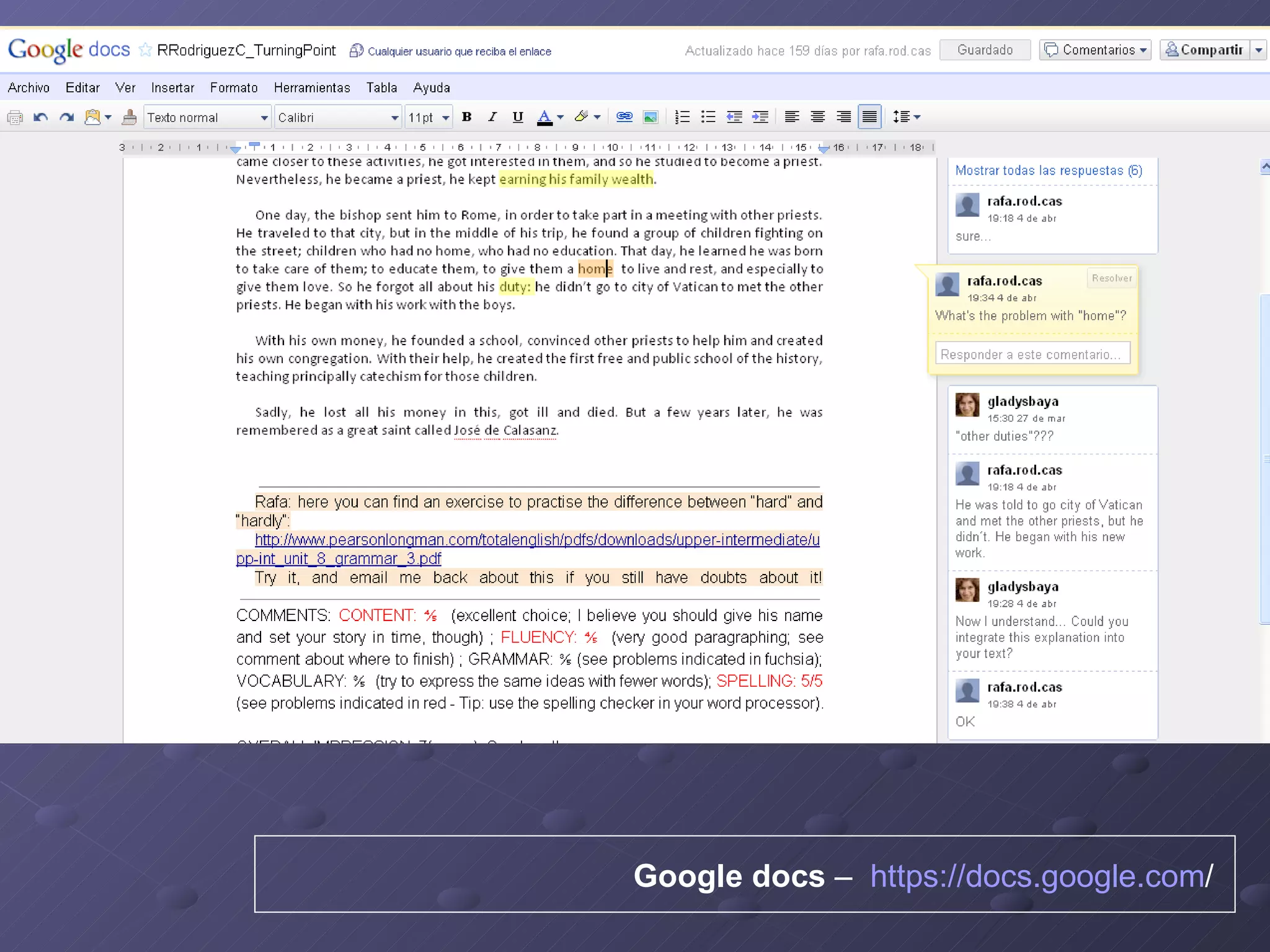 Google docs  –  https :// docs.google.com /   