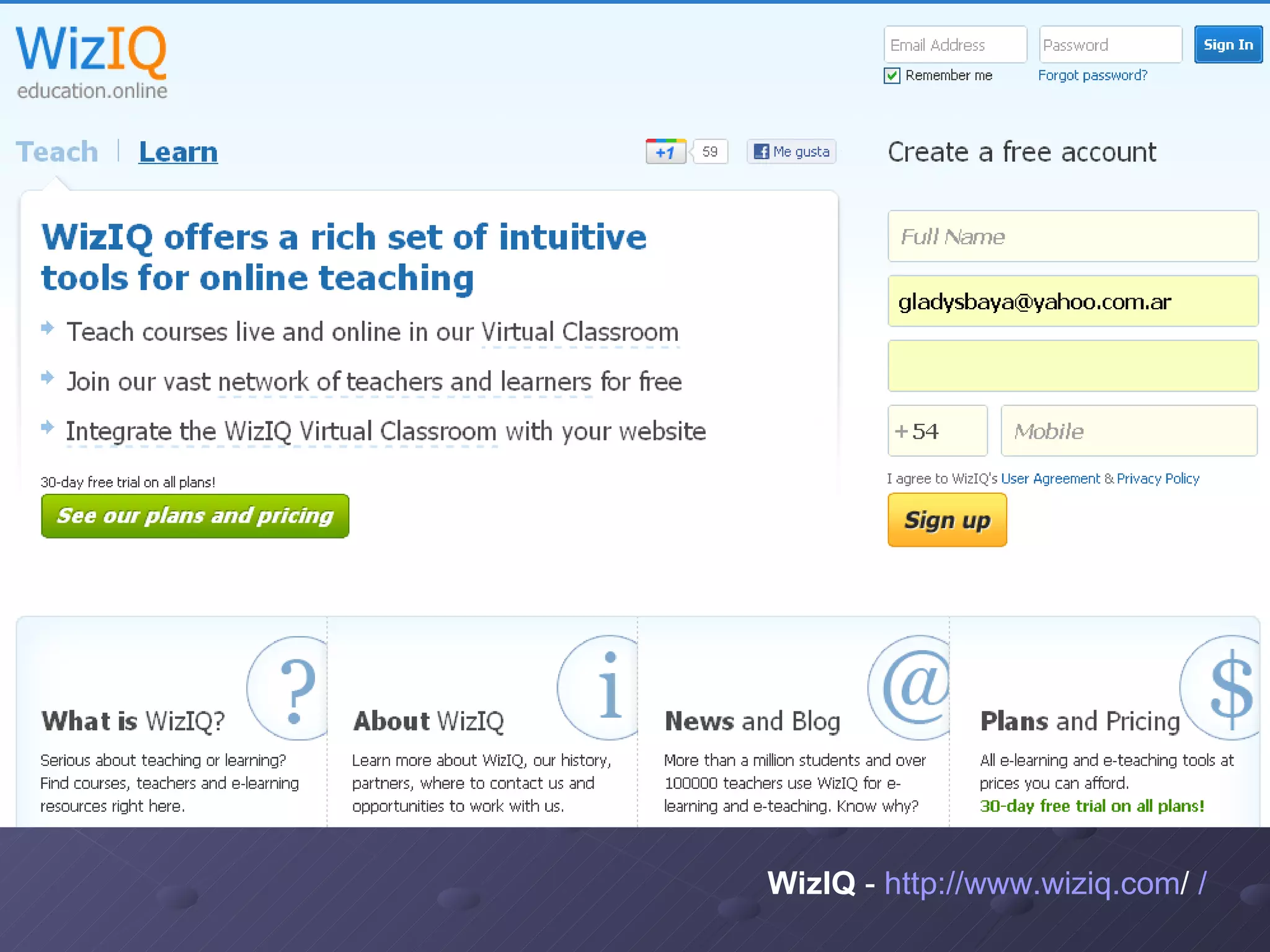 WizIQ  -  http:// www.wiziq.com /   /   