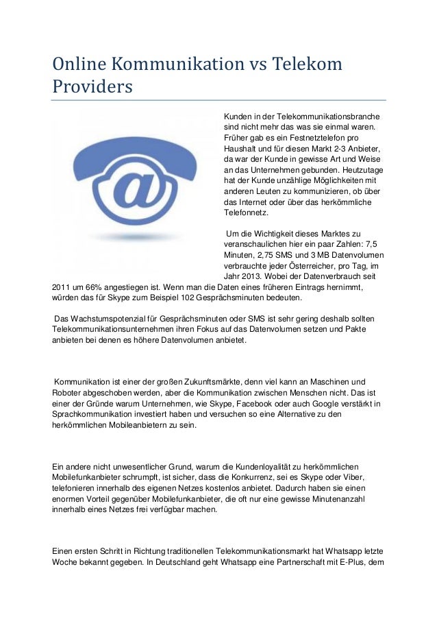Online Communication Vs Telekom Providers